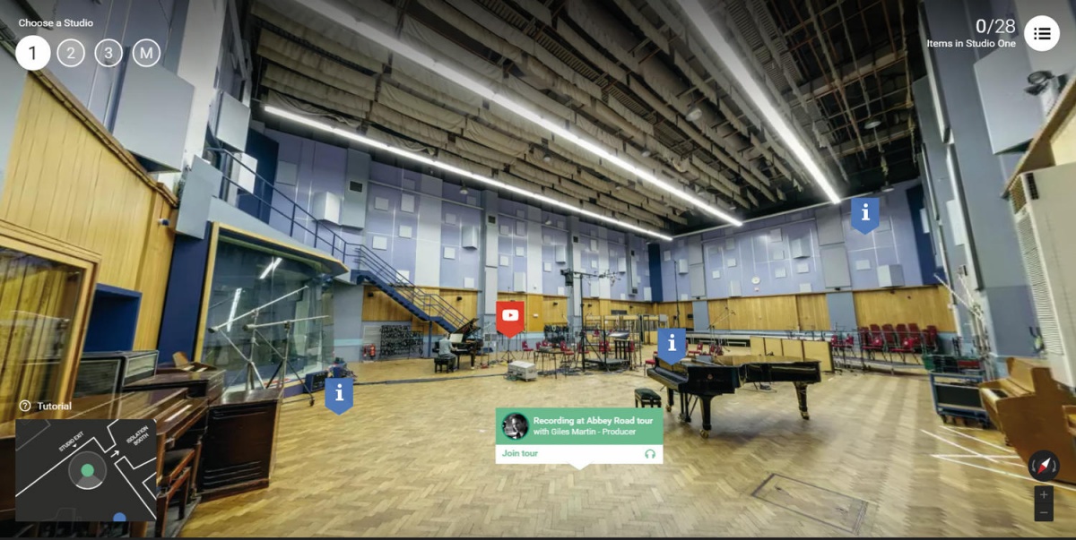 Tehnologija GoogleStreetView omogoča tudi ogled notranjosti znamenitih stavb, kot je londonski Abbey Road Studios.